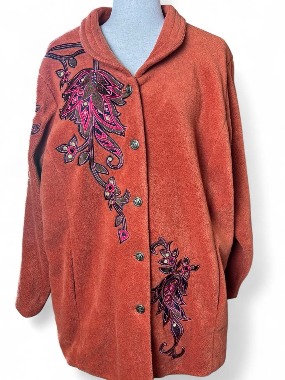 Bob Mackie Wearable Art Embroidered Rust Orange Women's Jacket